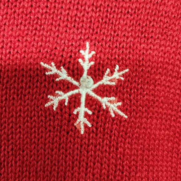 Bobbie Brooks Sweater Vest Womens Large Red Zip Ski Snowman Christmas Applique - Picture 12 of 12